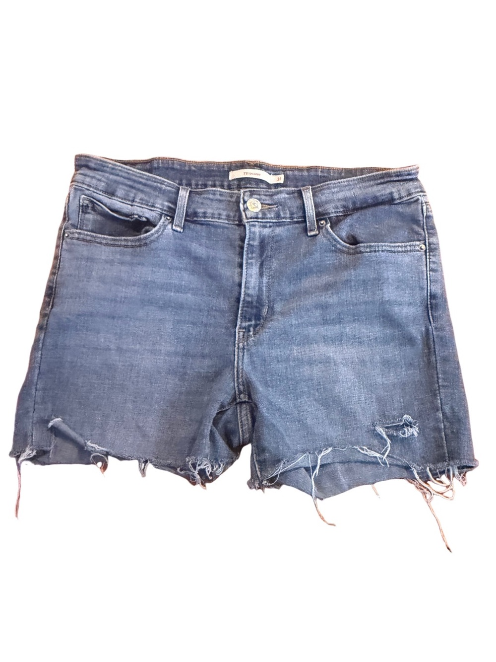 Levi’s 711 Skinny Cutoff Denim Shorts Size 31 Raw Hem Stretch